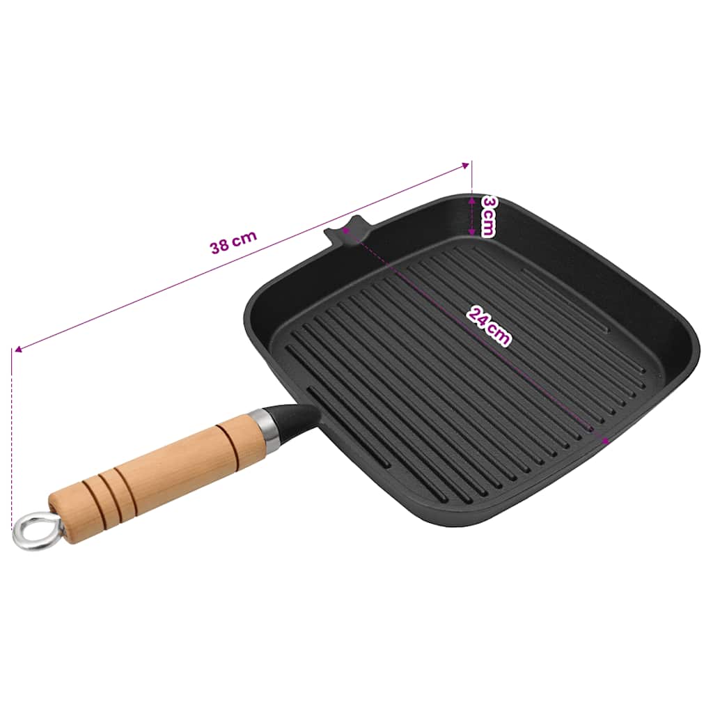 Grillpan met houten handvat gietijzer 20x20 cm is nu te koop bij PeponiXL, paradijselijk wonen!