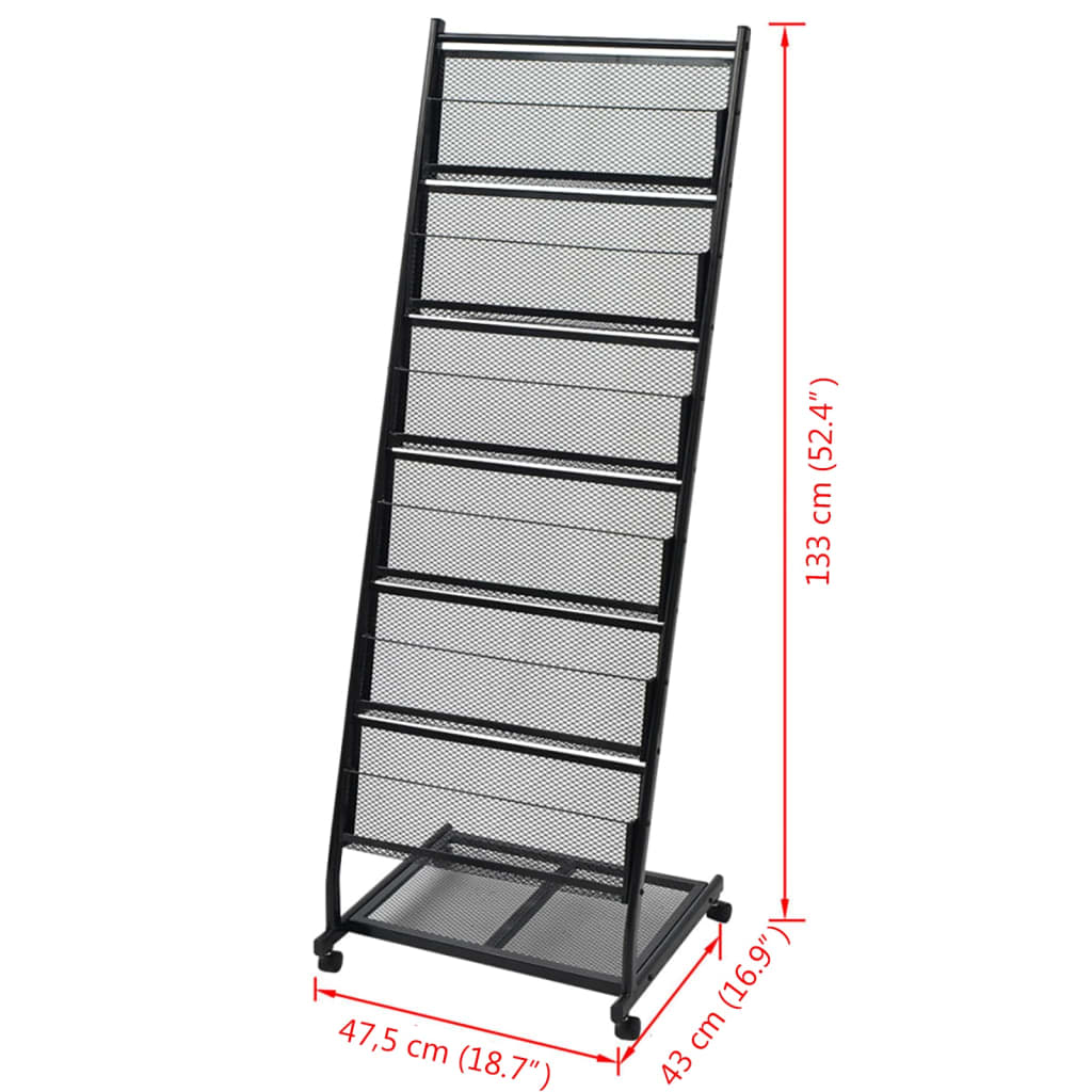 Tijdschriftenrek zwart 47,5x43x133 cm A4 is nu te koop bij PeponiXL, paradijselijk wonen!