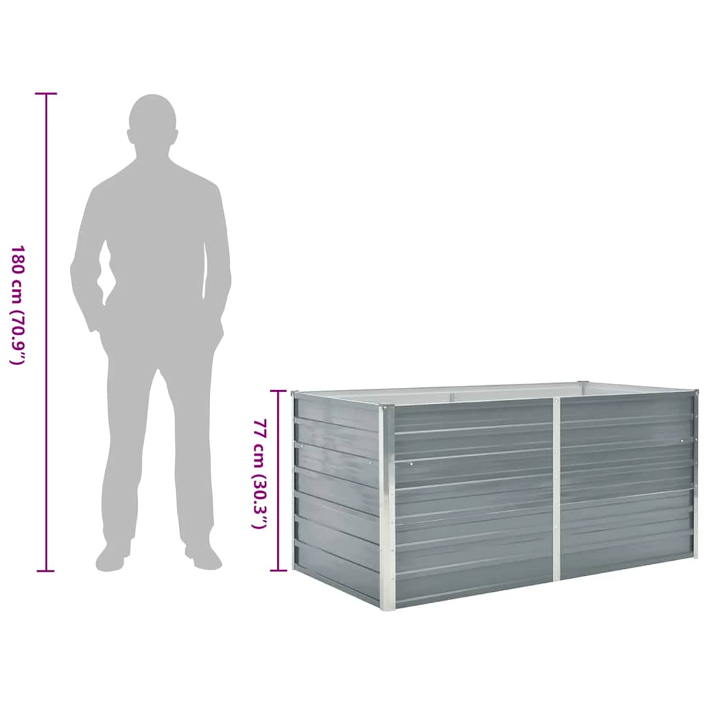 Plantenbak verhoogd 160x80x77 cm gegalvaniseerd staal grijs is nu te koop bij PeponiXL, paradijselijk wonen!