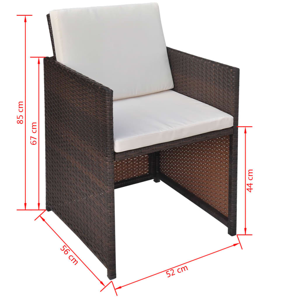Tuinstoelen 2 st met kussens poly rattan bruin is nu te koop bij PeponiXL, paradijselijk wonen!