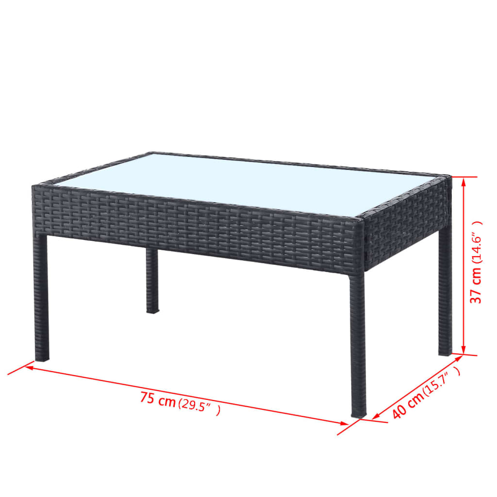4-delige Loungeset met kussens poly rattan zwart is nu te koop bij PeponiXL, paradijselijk wonen!