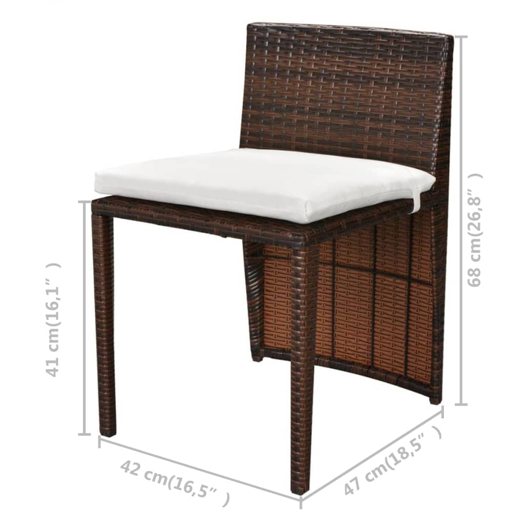 3-delige Bistroset met kussens poly rattan bruin is nu te koop bij PeponiXL, paradijselijk wonen!