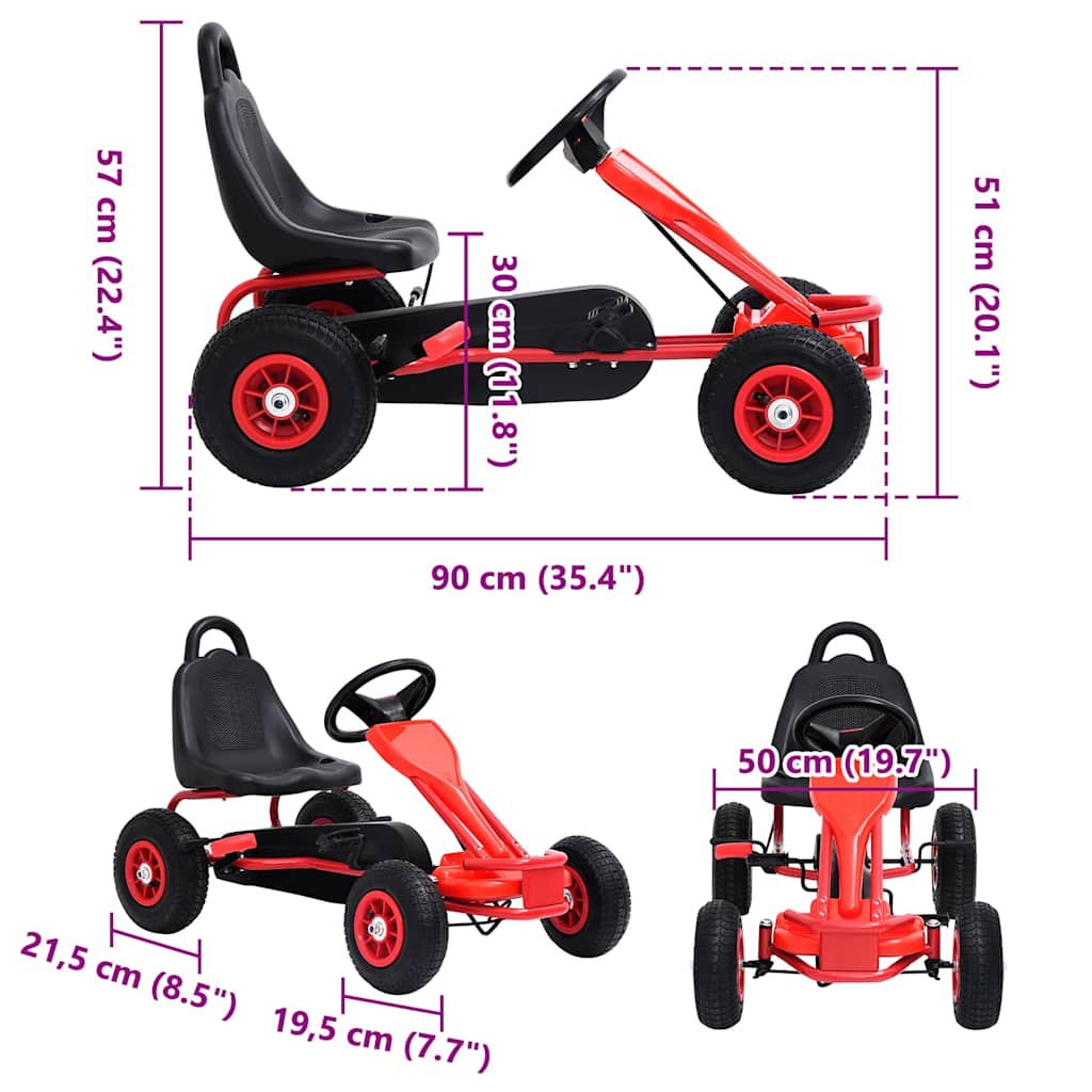 Skelter met pedalen en pneumatische banden rood is nu te koop bij PeponiXL, paradijselijk wonen!