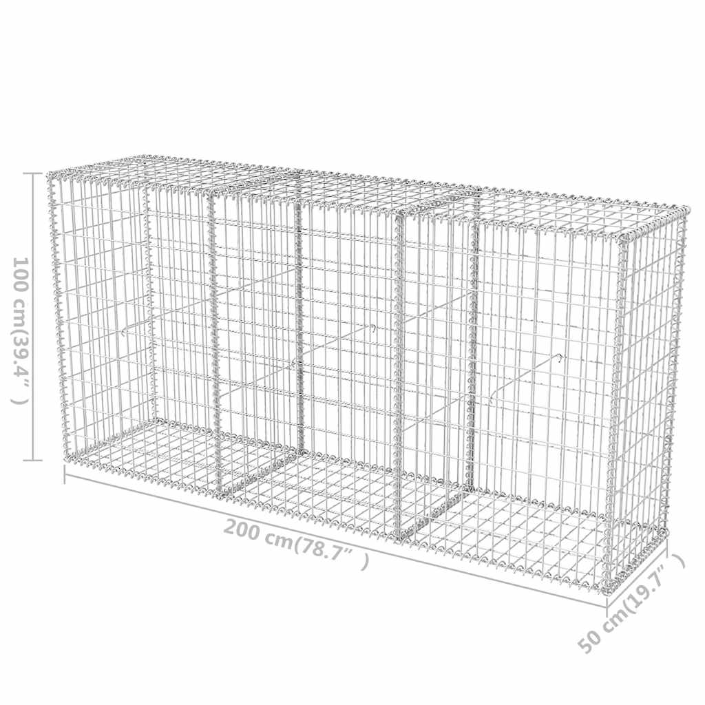 Gabion mand 200x50x100 cm gegalvaniseerd staal is nu te koop bij PeponiXL, paradijselijk wonen!