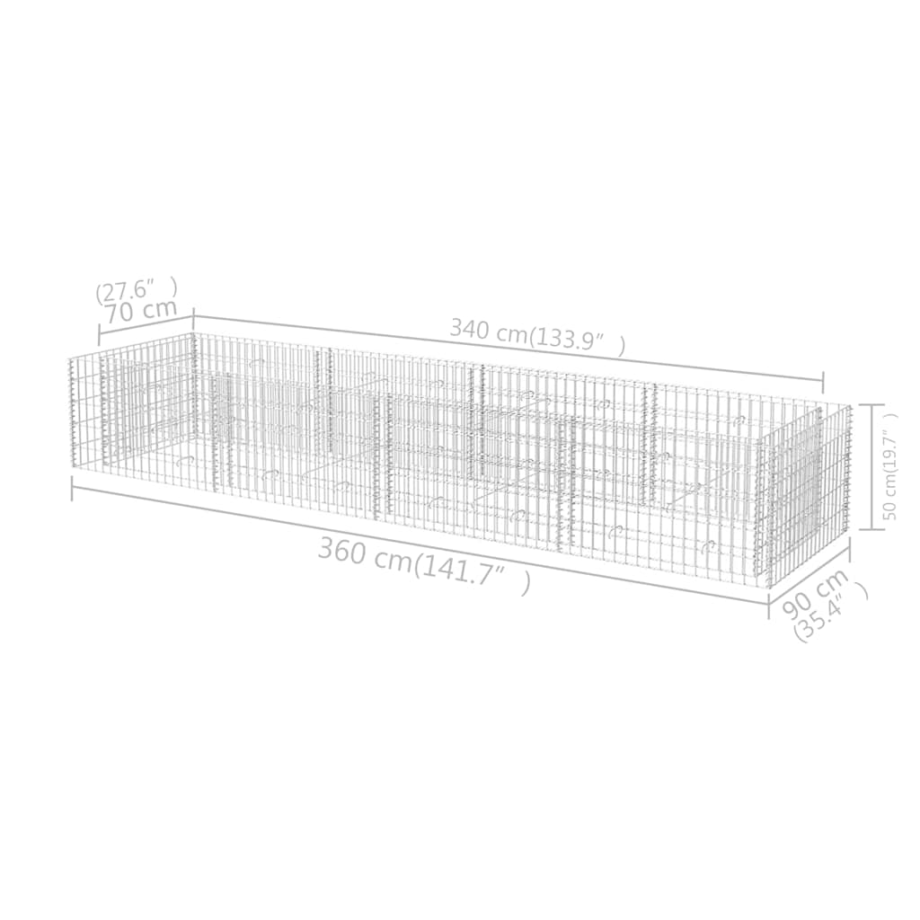 Gabion plantenbak verhoogd 360x90x50 cm staal is nu te koop bij PeponiXL, paradijselijk wonen!