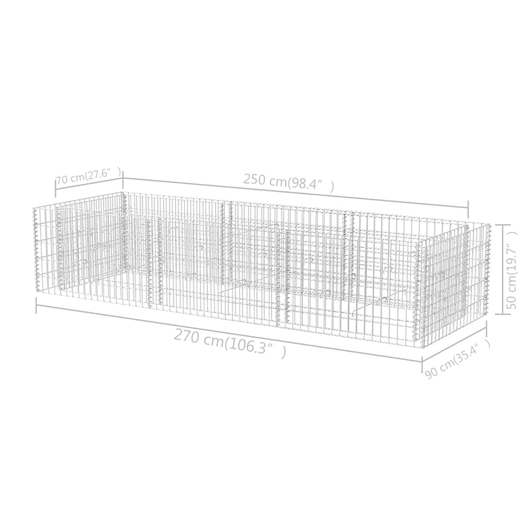 Gabion plantenbak verhoogd 270x90x50 cm staal is nu te koop bij PeponiXL, paradijselijk wonen!