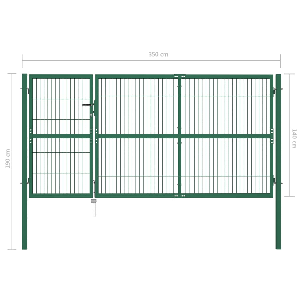 Tuinhek met palen 350x140 cm staal groen is nu te koop bij PeponiXL, paradijselijk wonen!