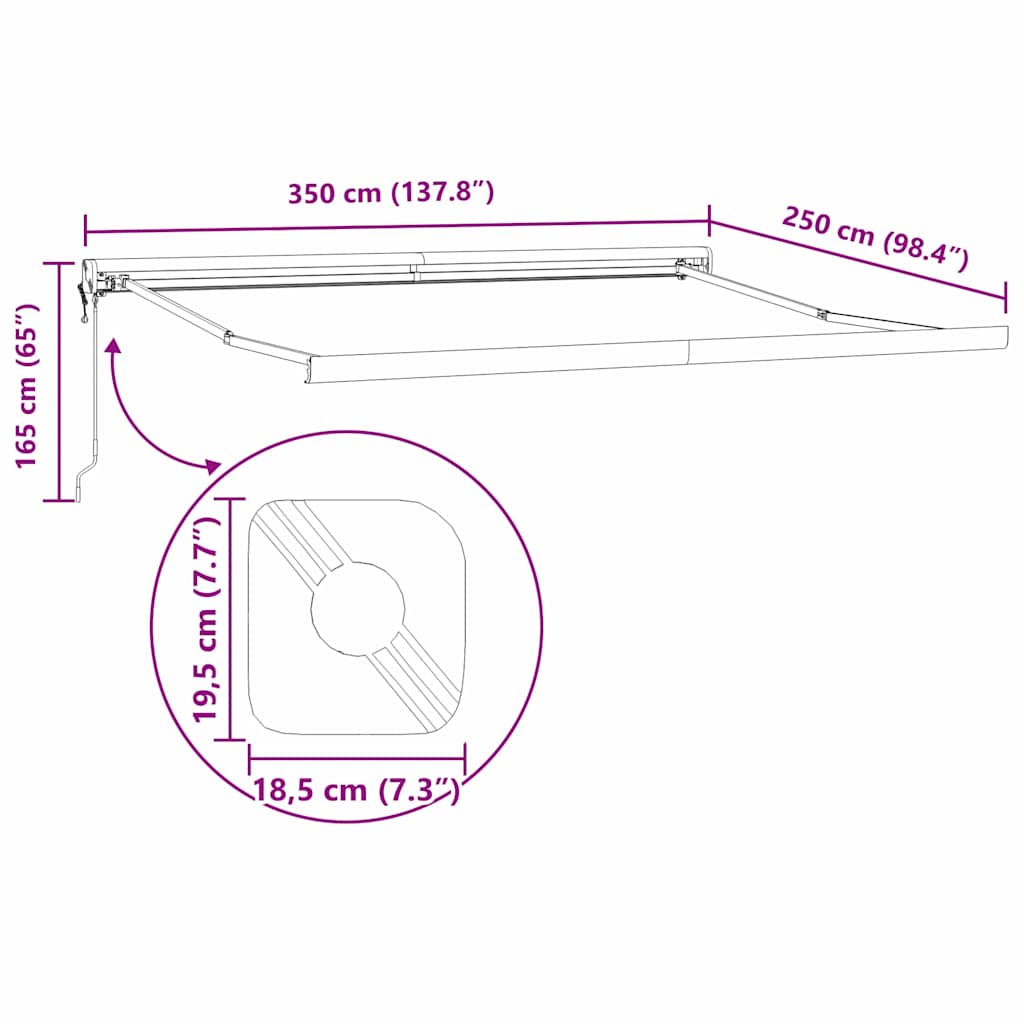 Zijde Frame Wit 350 x 250 cm Aluminium