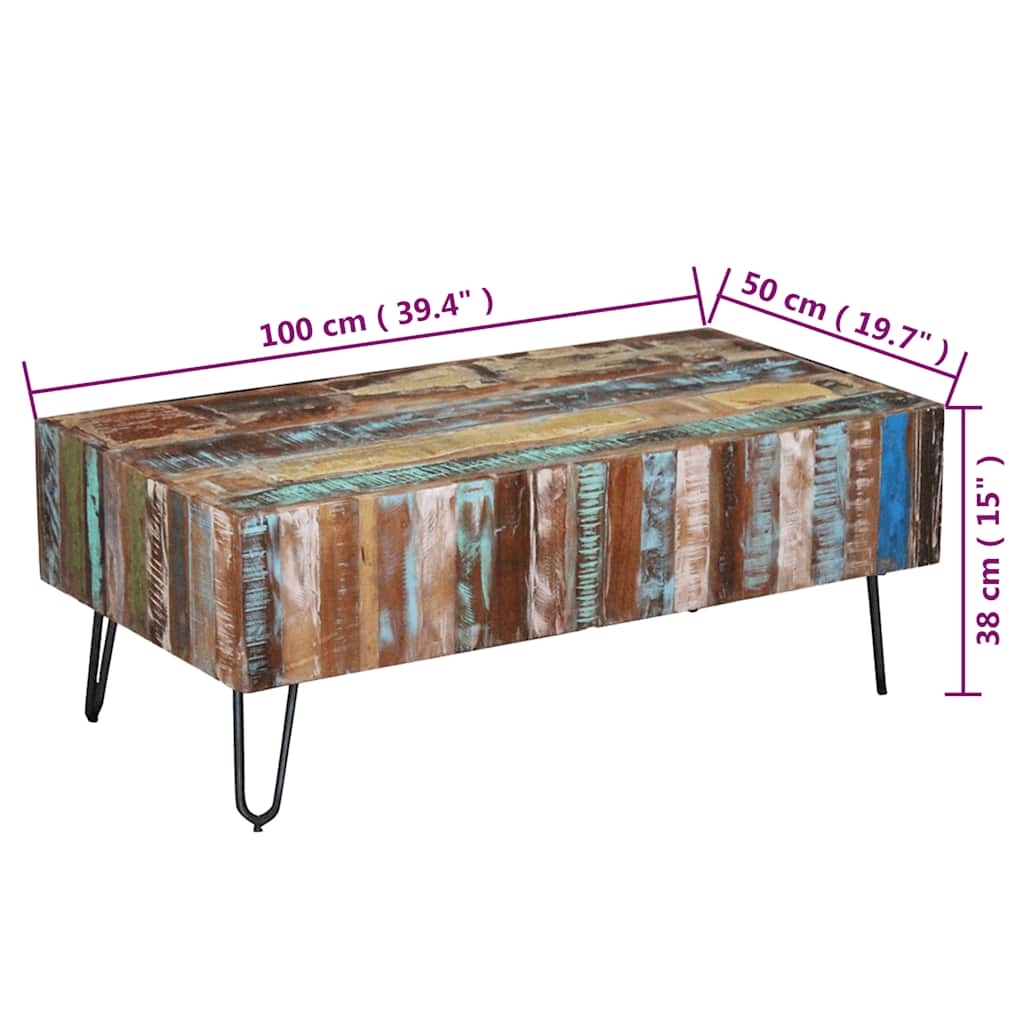 Salontafel 100x50x38 cm massief gerecycled hout is nu te koop bij PeponiXL, paradijselijk wonen!