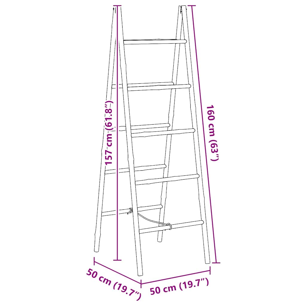 Dubbele handdoekenladder met 5 tredes 50x160 cm bamboe is nu te koop bij PeponiXL, paradijselijk wonen!