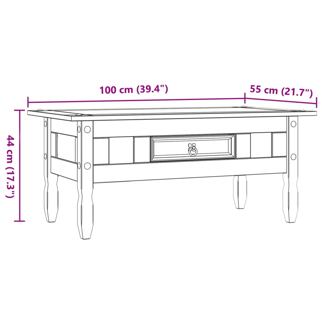 Salontafel Mexicaans grenenhout Corona-stijl 100x55x44 cm is nu te koop bij PeponiXL, paradijselijk wonen!