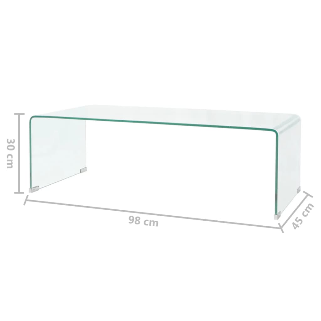 Salontafel 98x45x30 cm gehard glas transparant is nu te koop bij PeponiXL, paradijselijk wonen!
