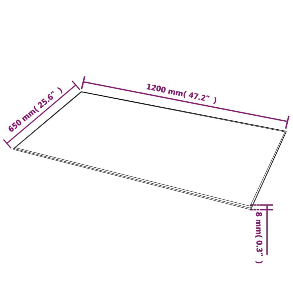 Tafelblad van gehard glas 1200x650 mm rechthoekig is nu te koop bij PeponiXL, paradijselijk wonen!
