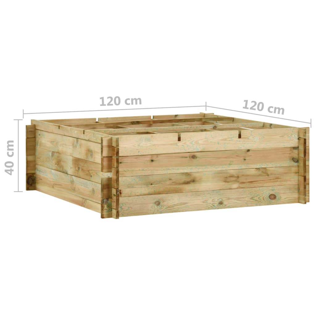 Plantenbak 120x120x40 cm geïmpregneerd grenenhout is nu te koop bij PeponiXL, paradijselijk wonen!