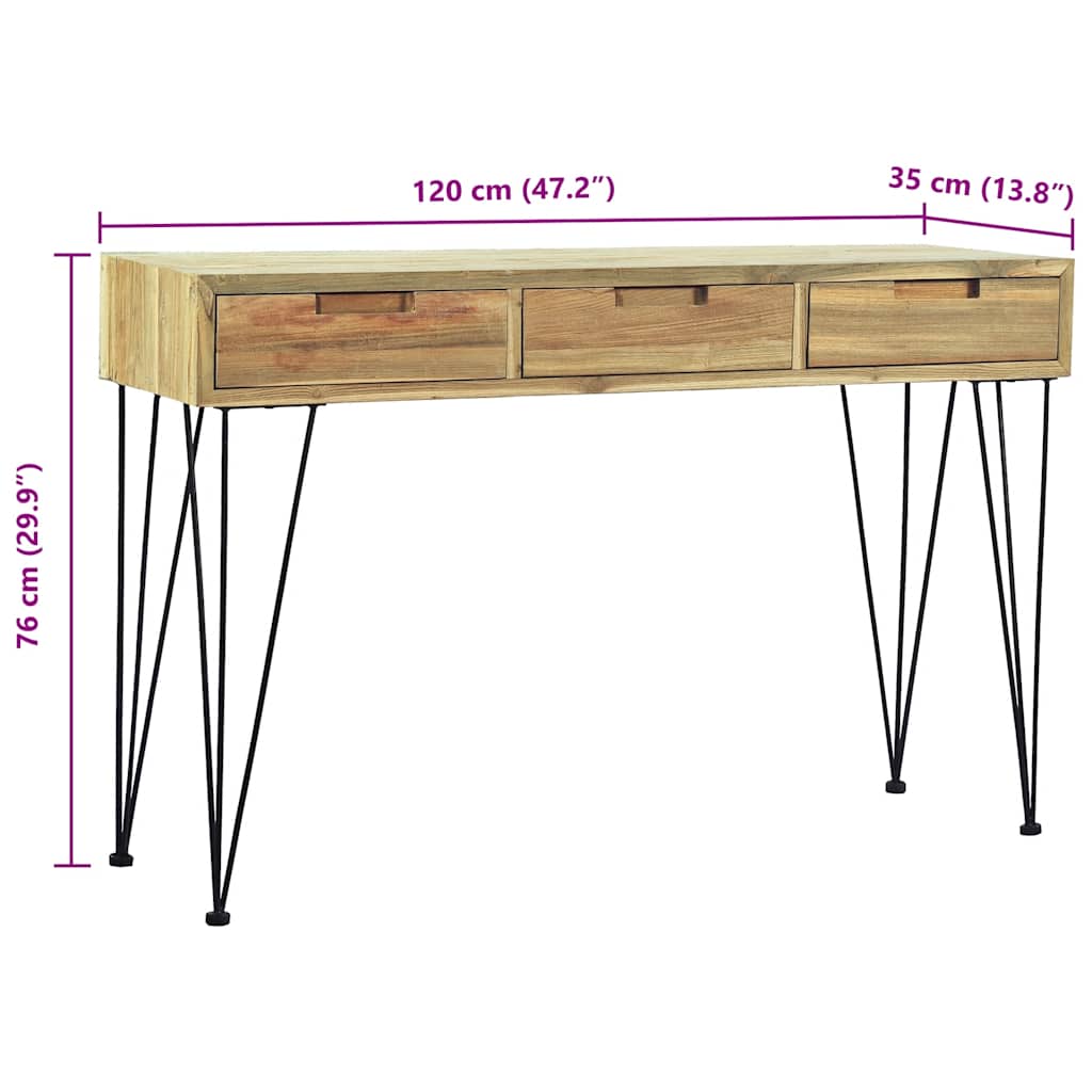 Wandtafel 120x35x76 cm massief teakhout is nu te koop bij PeponiXL, paradijselijk wonen!