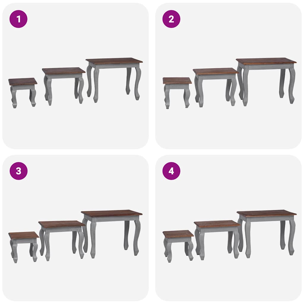 3-delige Tafeltjesset massief mahoniehout is nu te koop bij PeponiXL, paradijselijk wonen!