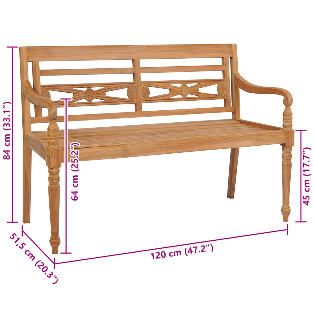 Batavia bank 120 cm teakhout