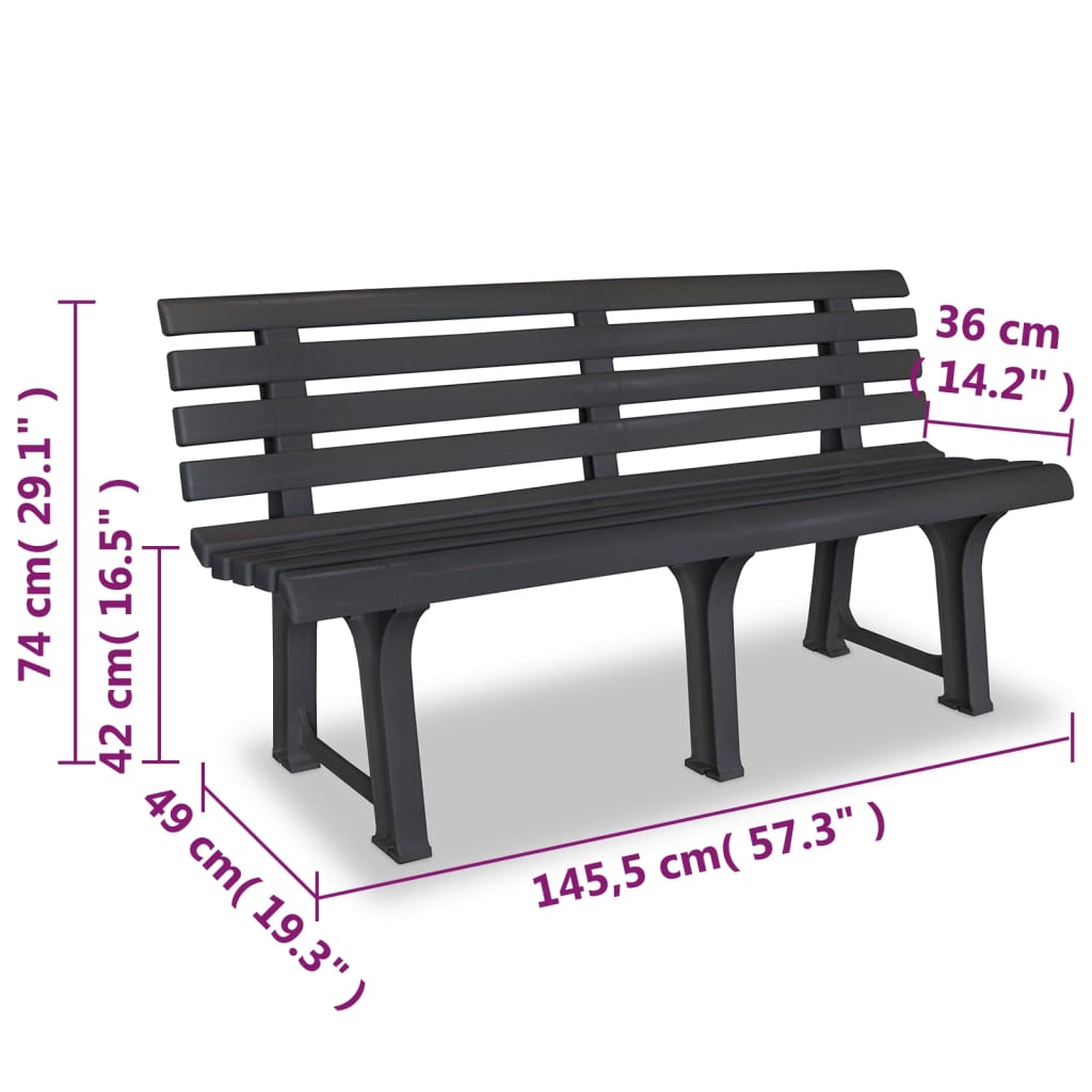 Tuinbank 145,5 cm kunststof antraciet is nu te koop bij PeponiXL, paradijselijk wonen!