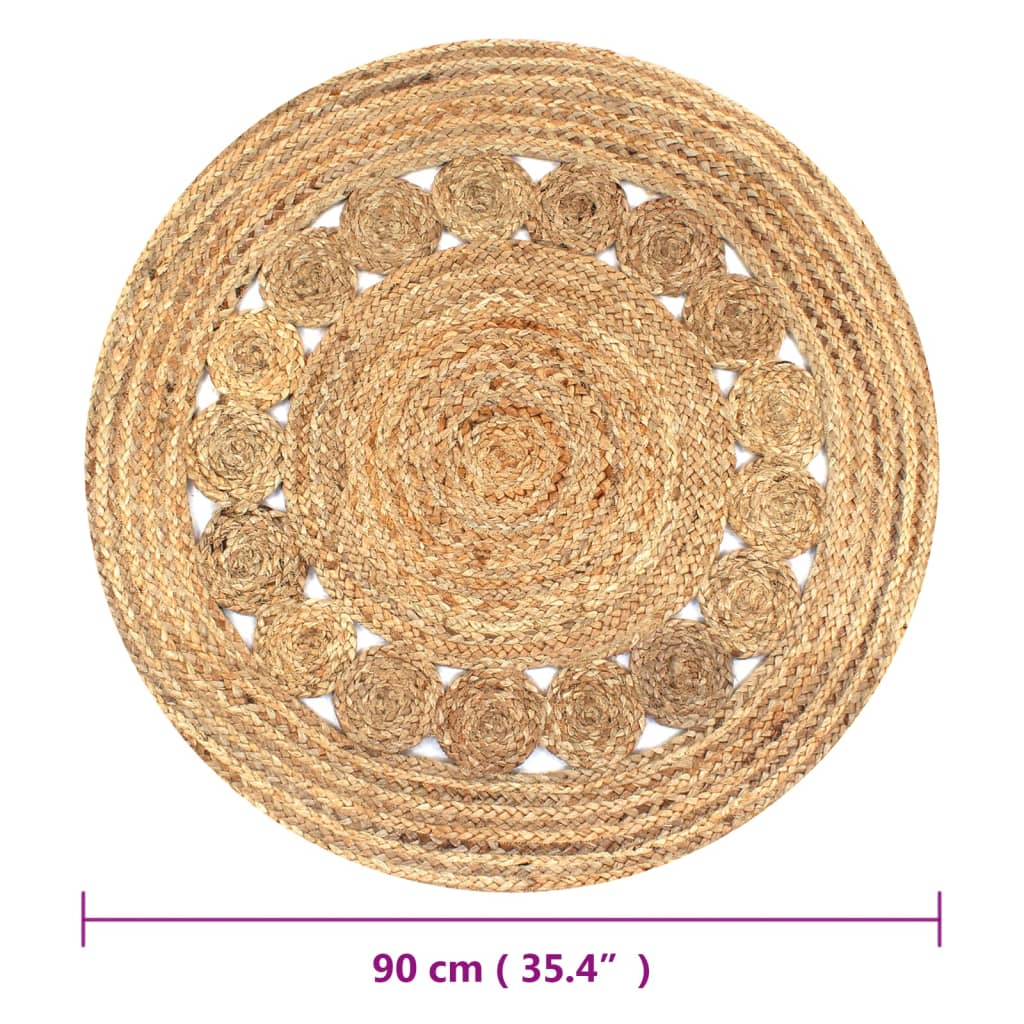 Tapijt met ontwerp rond 90 cm gevlochten jute is nu te koop bij PeponiXL, paradijselijk wonen!