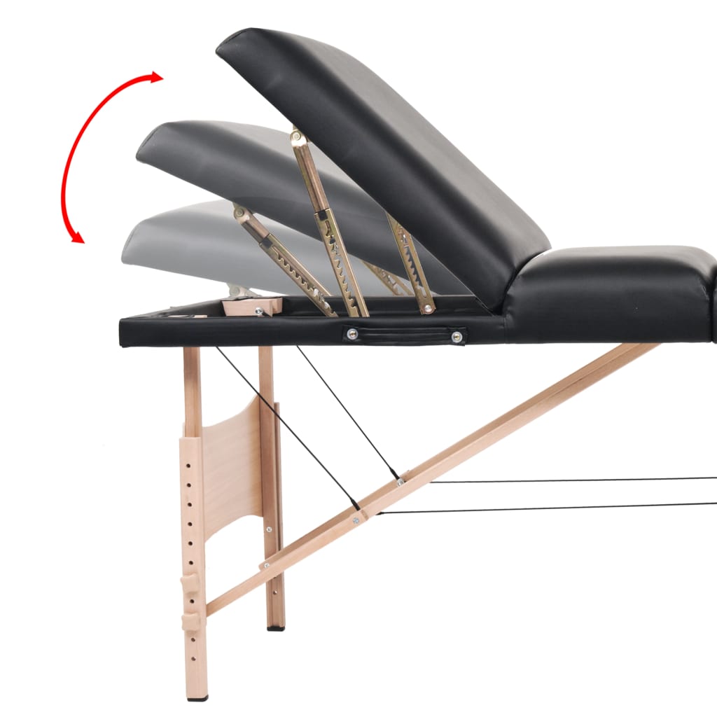 Massagetafel inklapbaar 3 zones 10 cm dik zwart is nu te koop bij PeponiXL, paradijselijk wonen!
