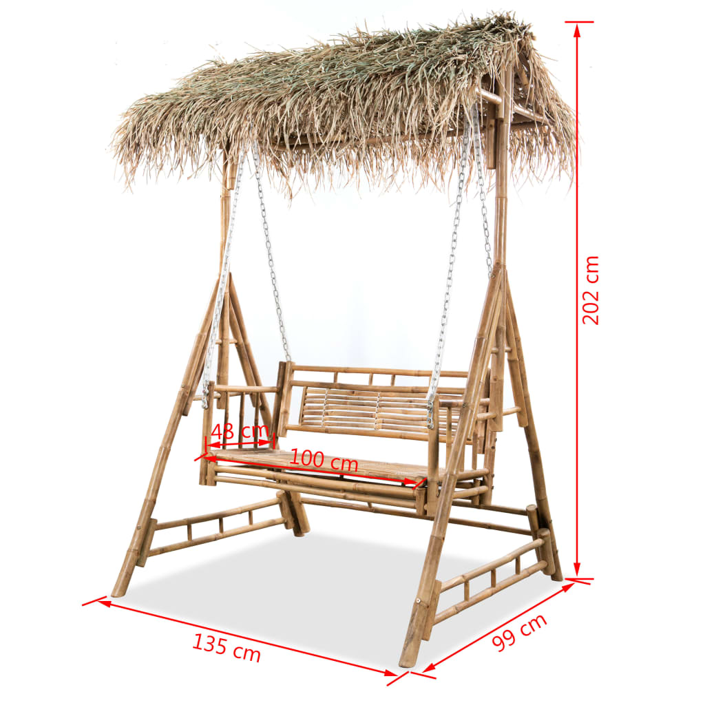 Schommelbank met palmbladeren 2-zits 202 cm bamboe is nu te koop bij PeponiXL, paradijselijk wonen!