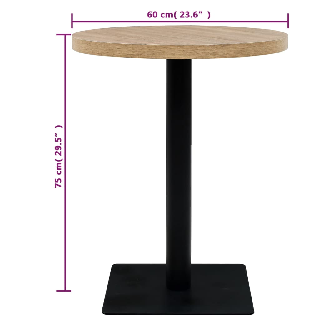 Bistrotafel rond 60x75 cm MDF en staal eikenkleur is nu te koop bij PeponiXL, paradijselijk wonen!