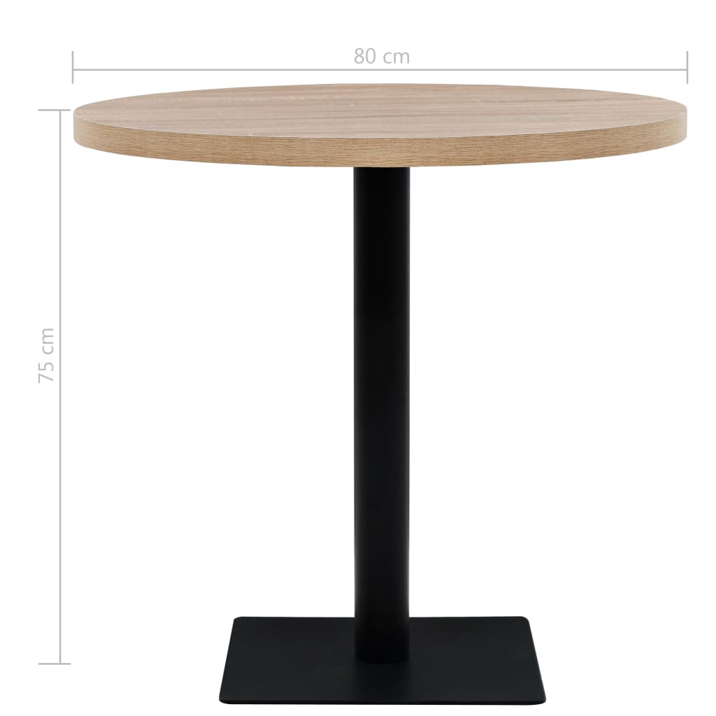 Bistrotafel rond 80x75 cm MDF en staal eikenkleur is nu te koop bij PeponiXL, paradijselijk wonen!