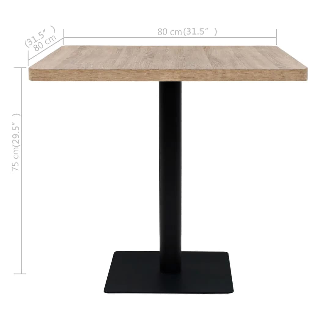 Bistrotafel vierkant 80x80x75 cm MDF en staal eikenkleur is nu te koop bij PeponiXL, paradijselijk wonen!