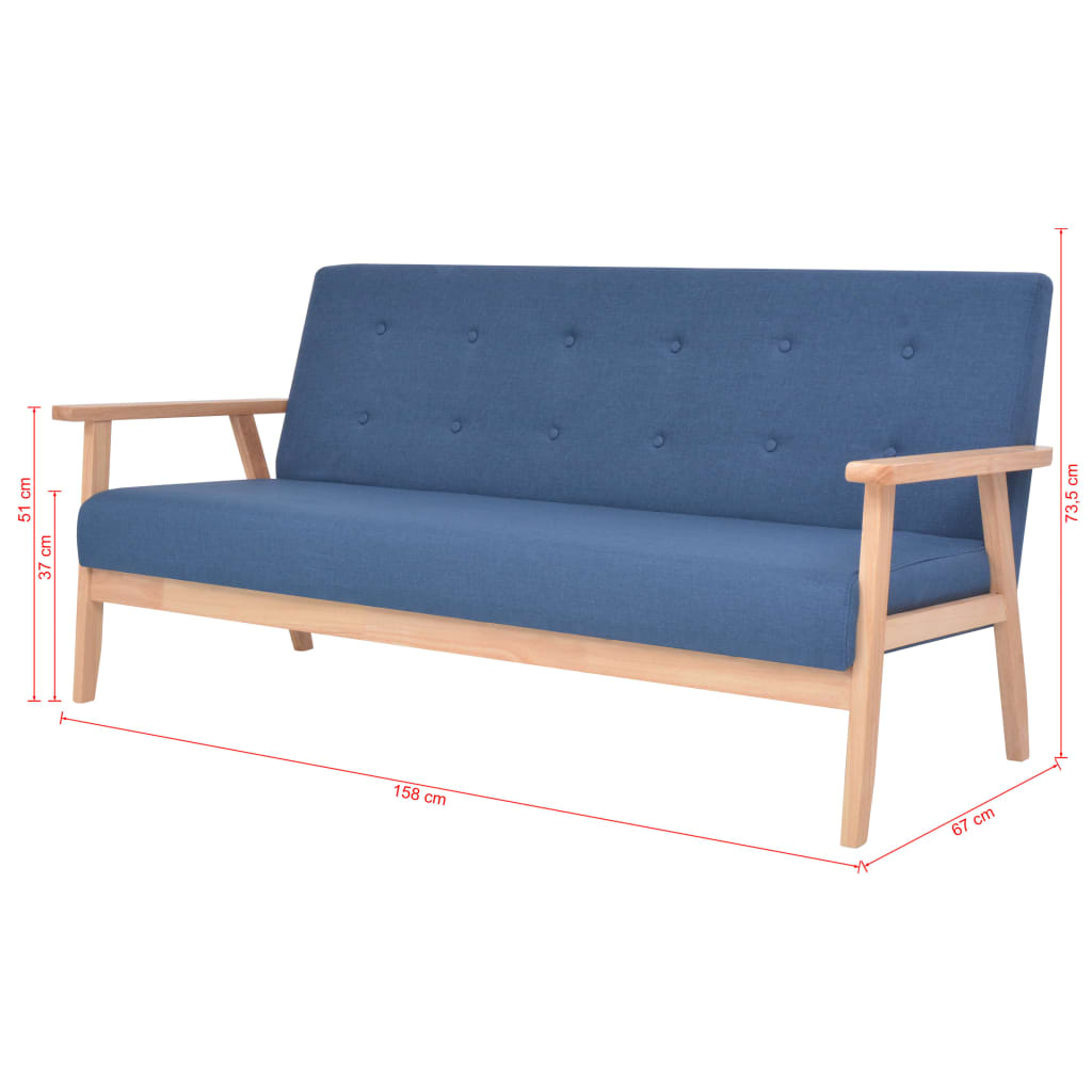 Bankstel stof blauw 3-delig is nu te koop bij PeponiXL, paradijselijk wonen!