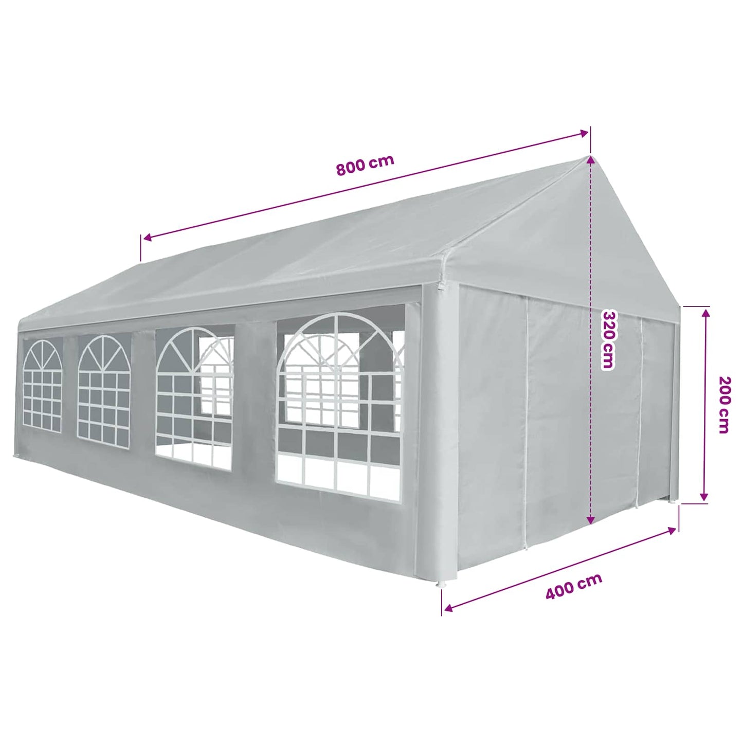 Tentdoek zonder frame Grijs 8 x 4 m PE