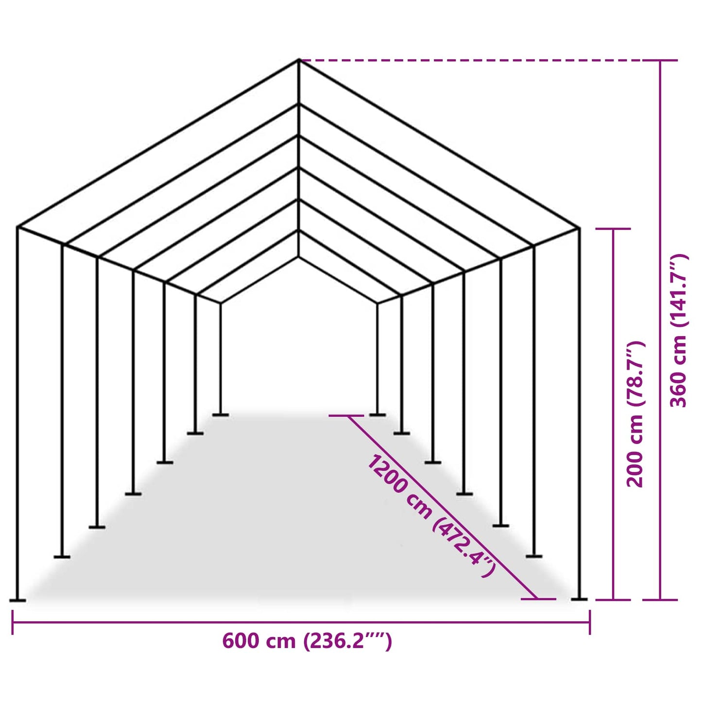 Tentdoek zonder frame Grijs 12 x 6 m PE is nu te koop bij PeponiXL, paradijselijk wonen!
