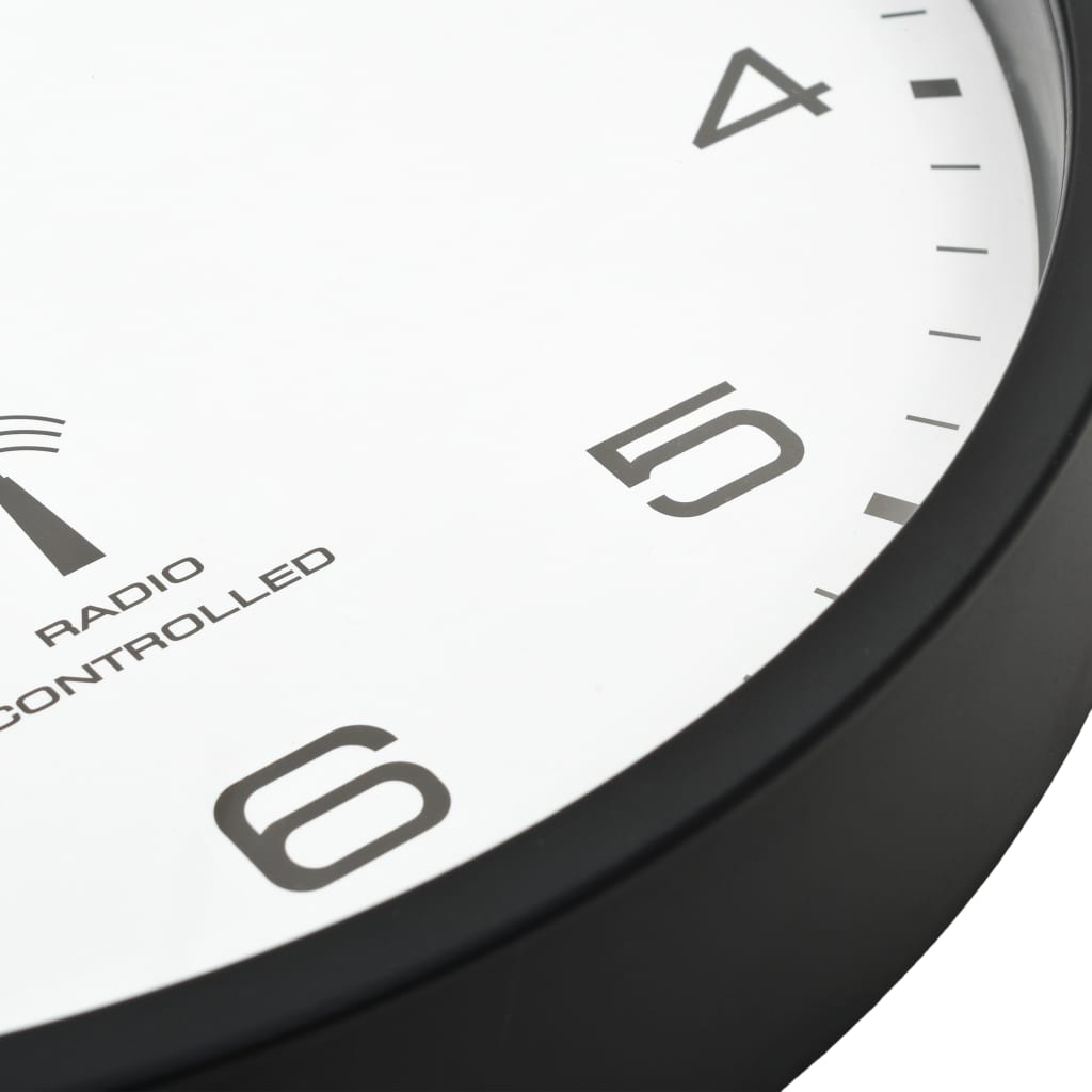 Wandklok met quartz uurwerk radiogestuurd 31 cm wit en zwart is nu te koop bij PeponiXL, paradijselijk wonen!