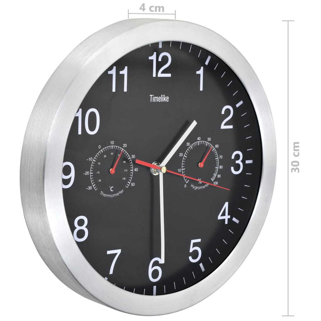 Wandklok met quartz-mechanisme hygrometer thermometer 30 cm zwart is nu te koop bij PeponiXL, paradijselijk wonen!