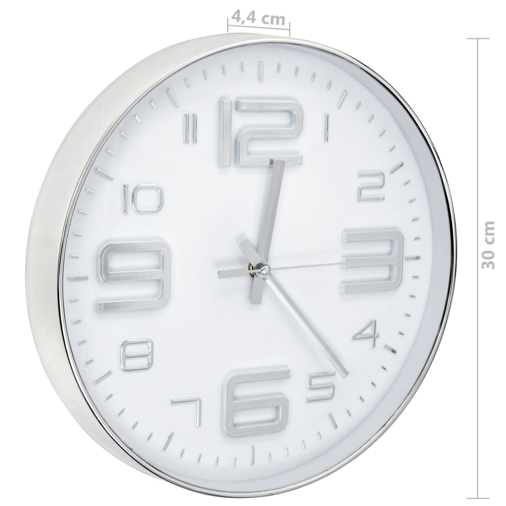 Wandklok 30 cm zilverkleurig is nu te koop bij PeponiXL, paradijselijk wonen!