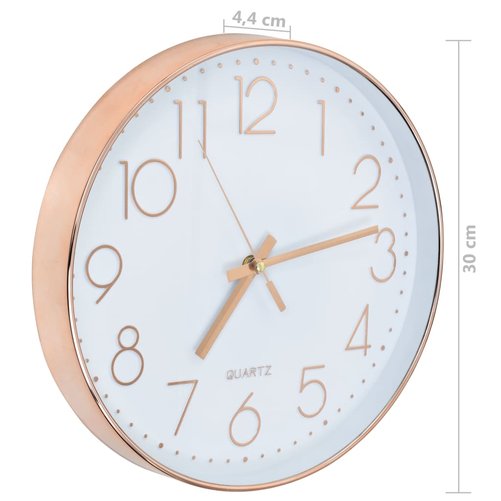 Wandklok 30 cm roségoud is nu te koop bij PeponiXL, paradijselijk wonen!