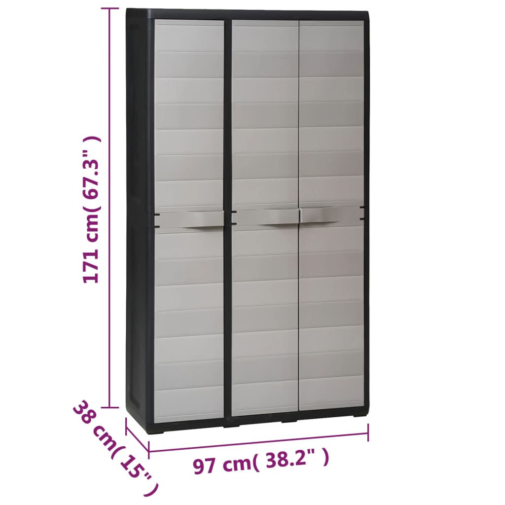 Tuinkast met 4 schappen zwart en grijs is nu te koop bij PeponiXL, paradijselijk wonen!