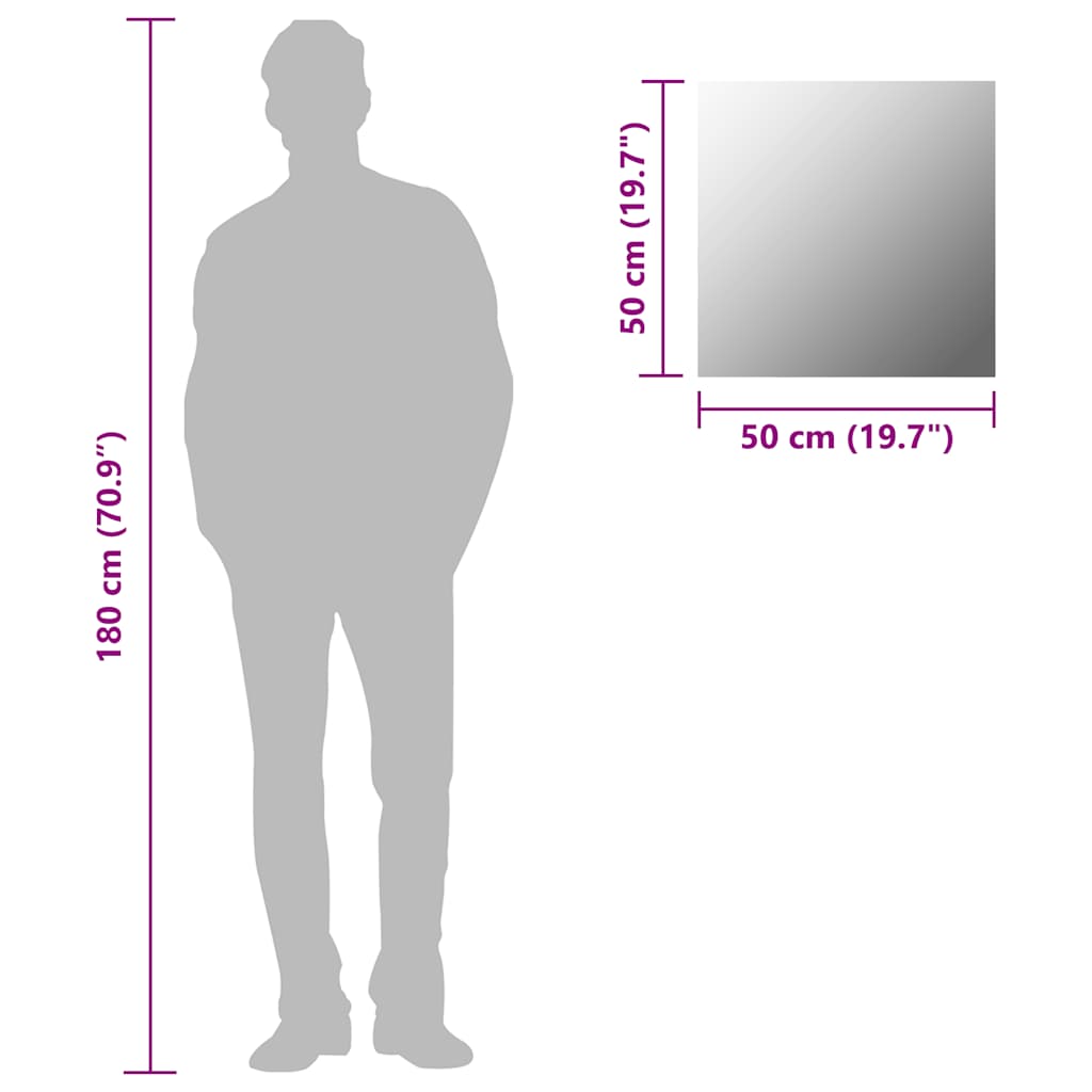 Wandspiegel vierkant 50x50 cm glas is nu te koop bij PeponiXL, paradijselijk wonen!