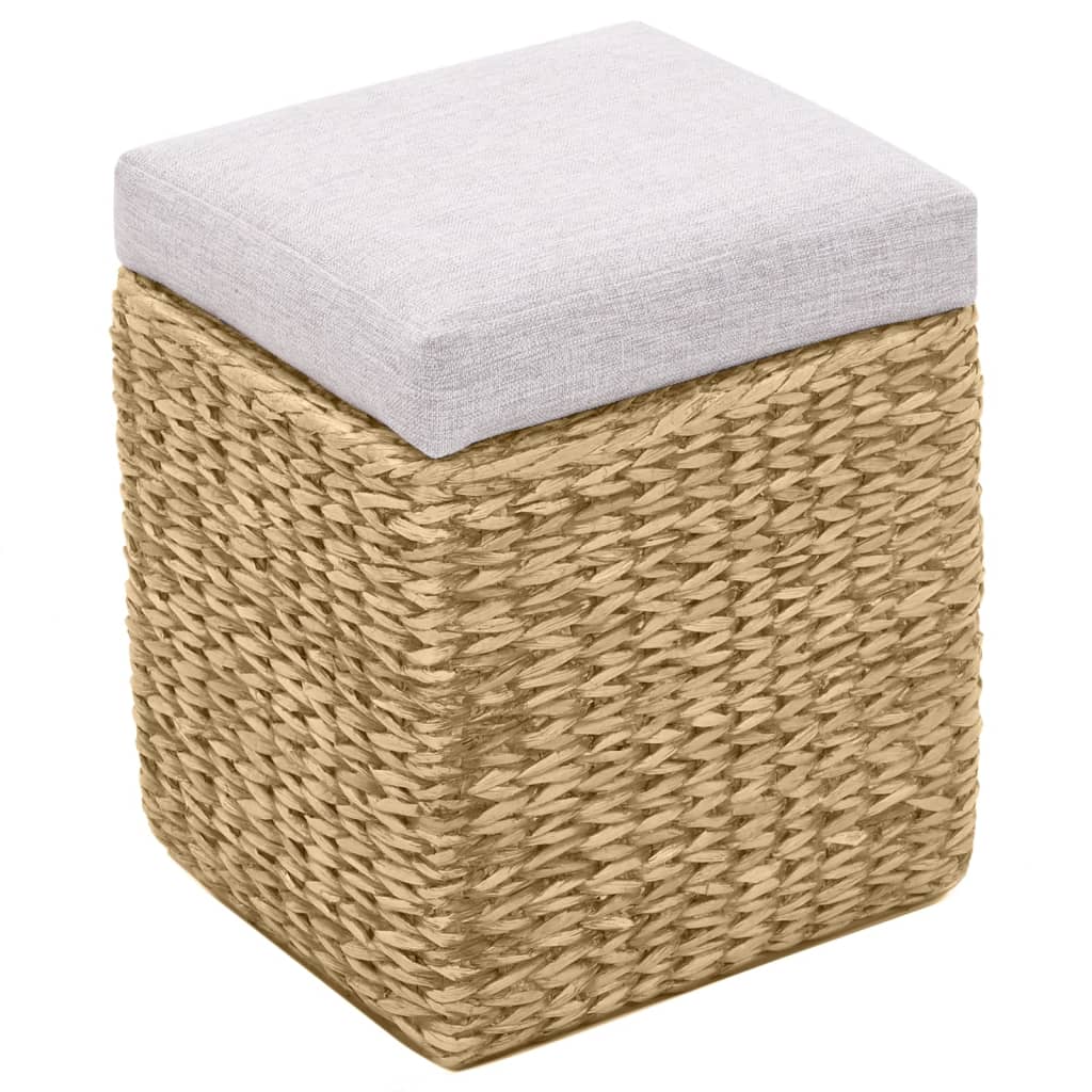Bankje met 2 poefs zeegras grijs is nu te koop bij PeponiXL, paradijselijk wonen!