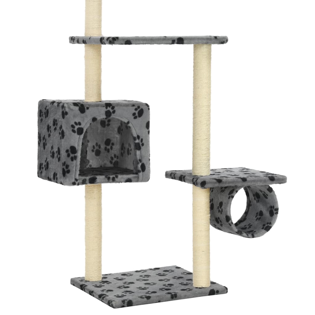 Kattenkrabpaal met sisalpalen 260 cm pootafdrukken grijs is nu te koop bij PeponiXL, paradijselijk wonen!