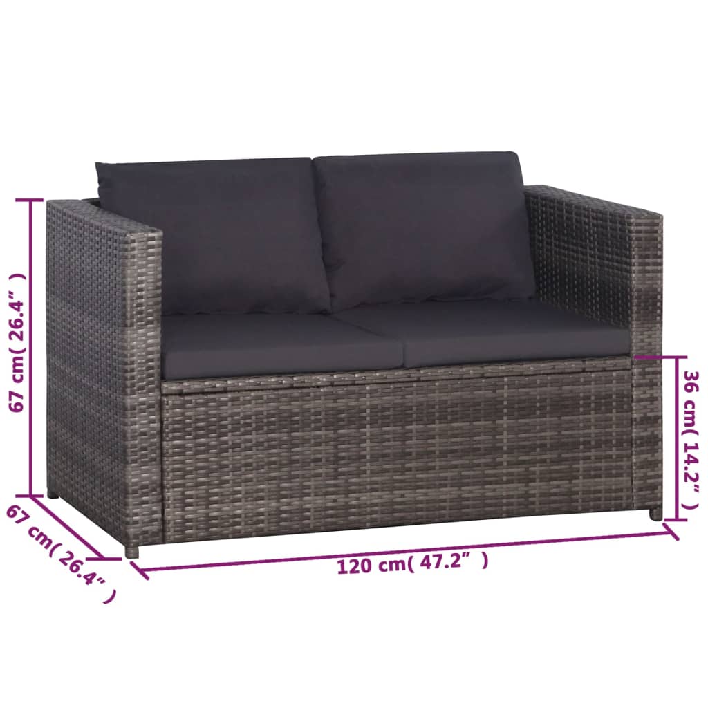 3-delige Bistroset met kussens poly rattan grijs is nu te koop bij PeponiXL, paradijselijk wonen!