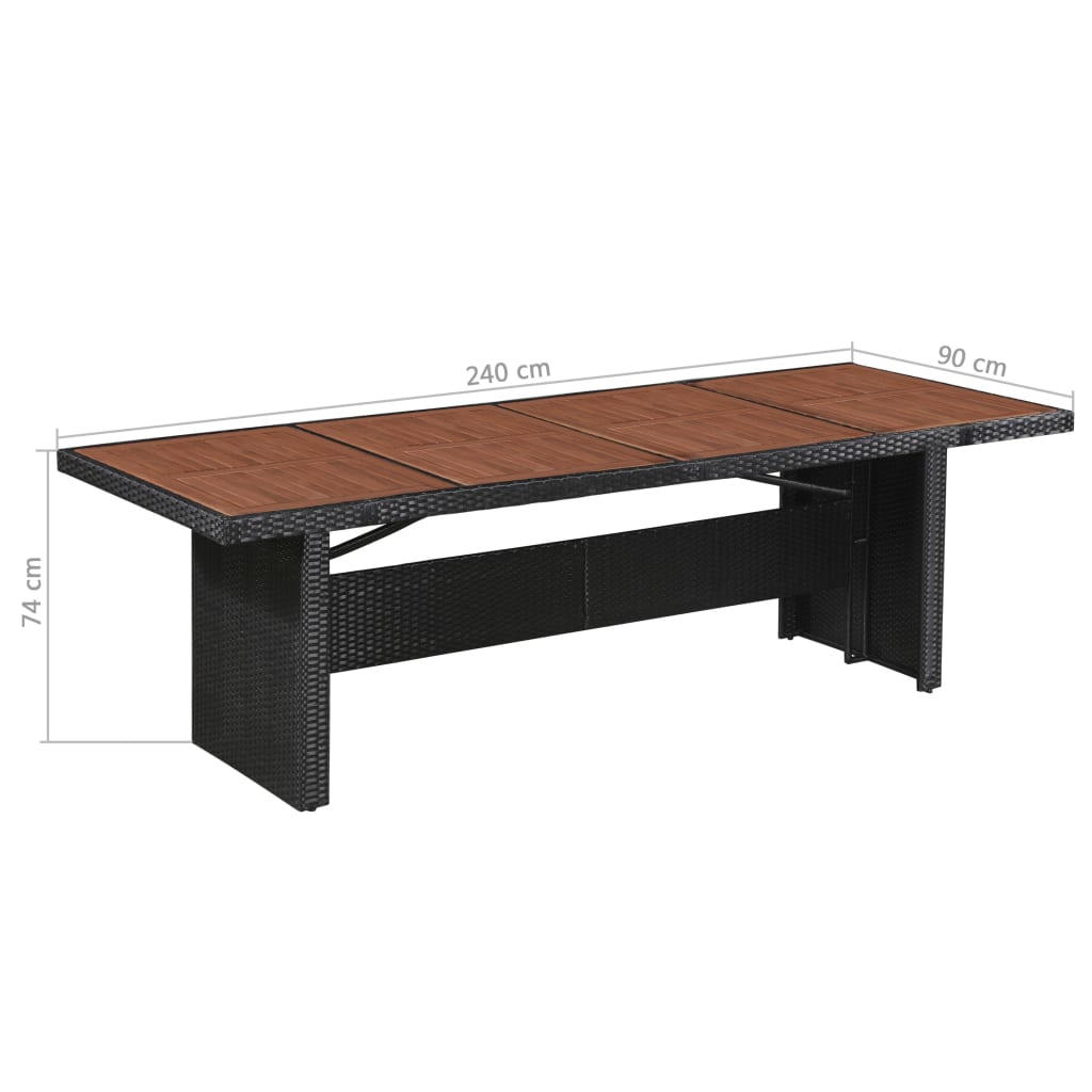 Tuintafel 240x90x74 cm poly rattan en massief acaciahout is nu te koop bij PeponiXL, paradijselijk wonen!