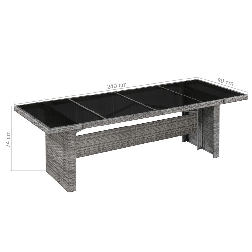 Tuintafel 240x90x74 cm poly rattan en glas is nu te koop bij PeponiXL, paradijselijk wonen!