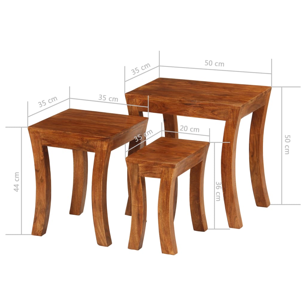 3-delige Tafeltjesset 50x35x50 cm massief acaciahout bruin is nu te koop bij PeponiXL, paradijselijk wonen!