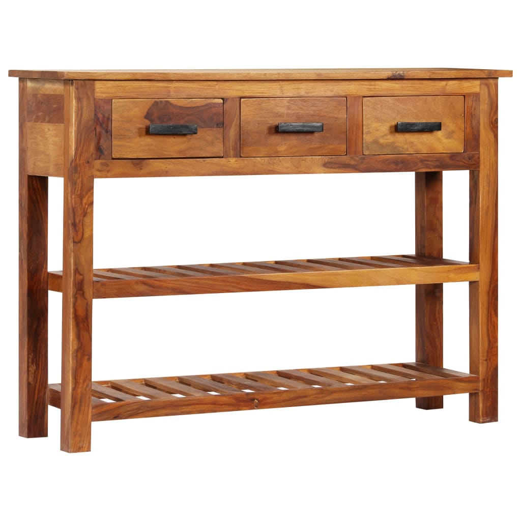 Dressoir met 3 lades 110x30x80 cm massief hout is nu te koop bij PeponiXL, paradijselijk wonen!