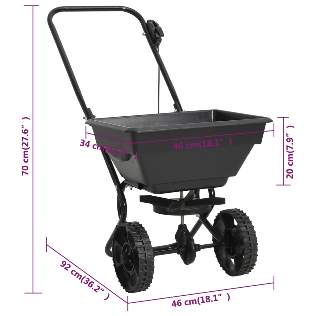 Strooiwagen duwmodel 15 L 80x46x75 cm PVC en staal is nu te koop bij PeponiXL, paradijselijk wonen!
