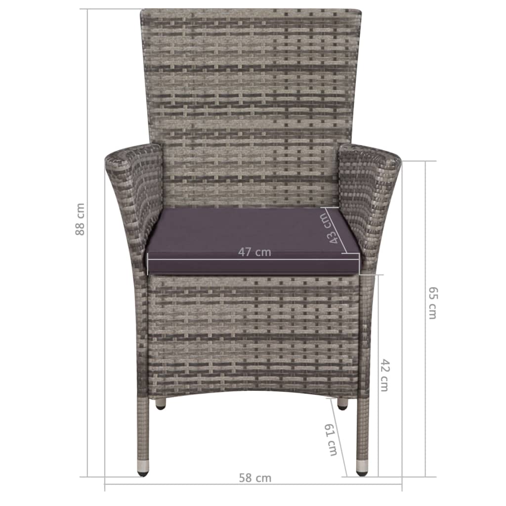 7-delige Tuinset met kussens poly rattan grijs is nu te koop bij PeponiXL, paradijselijk wonen!