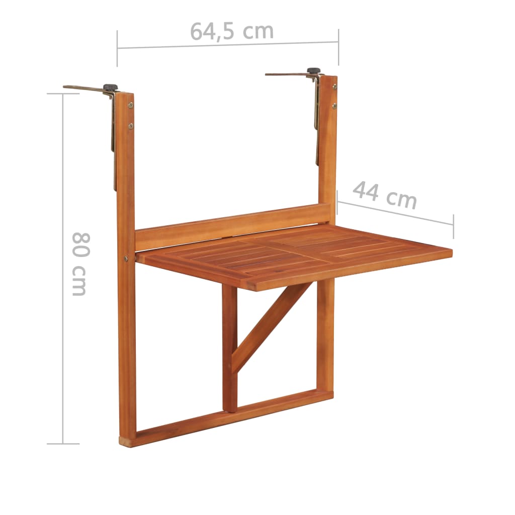 Balkontafel hangend 64,5x44x80 cm massief acaciahout is nu te koop bij PeponiXL, paradijselijk wonen!