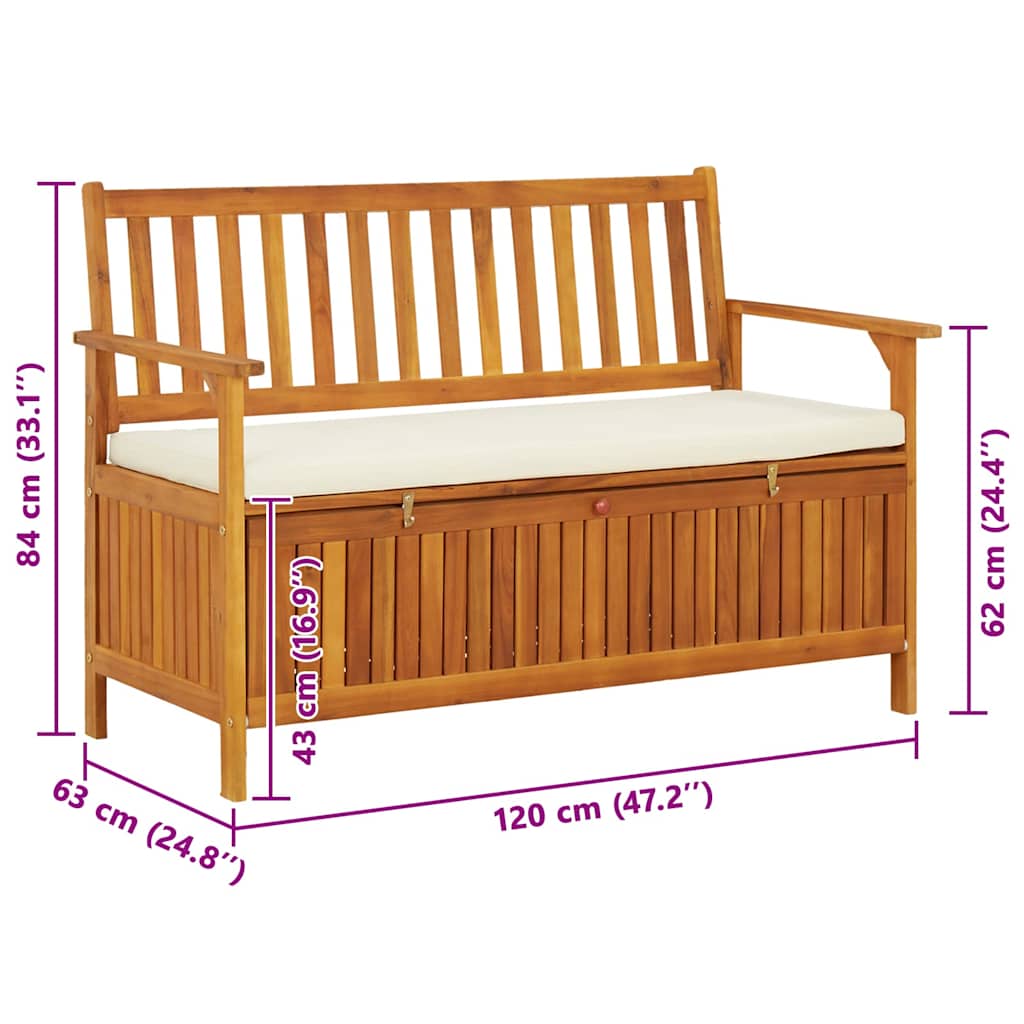 Tuinopslagbank 120x63x84 cm massief acaciahout is nu te koop bij PeponiXL, paradijselijk wonen!