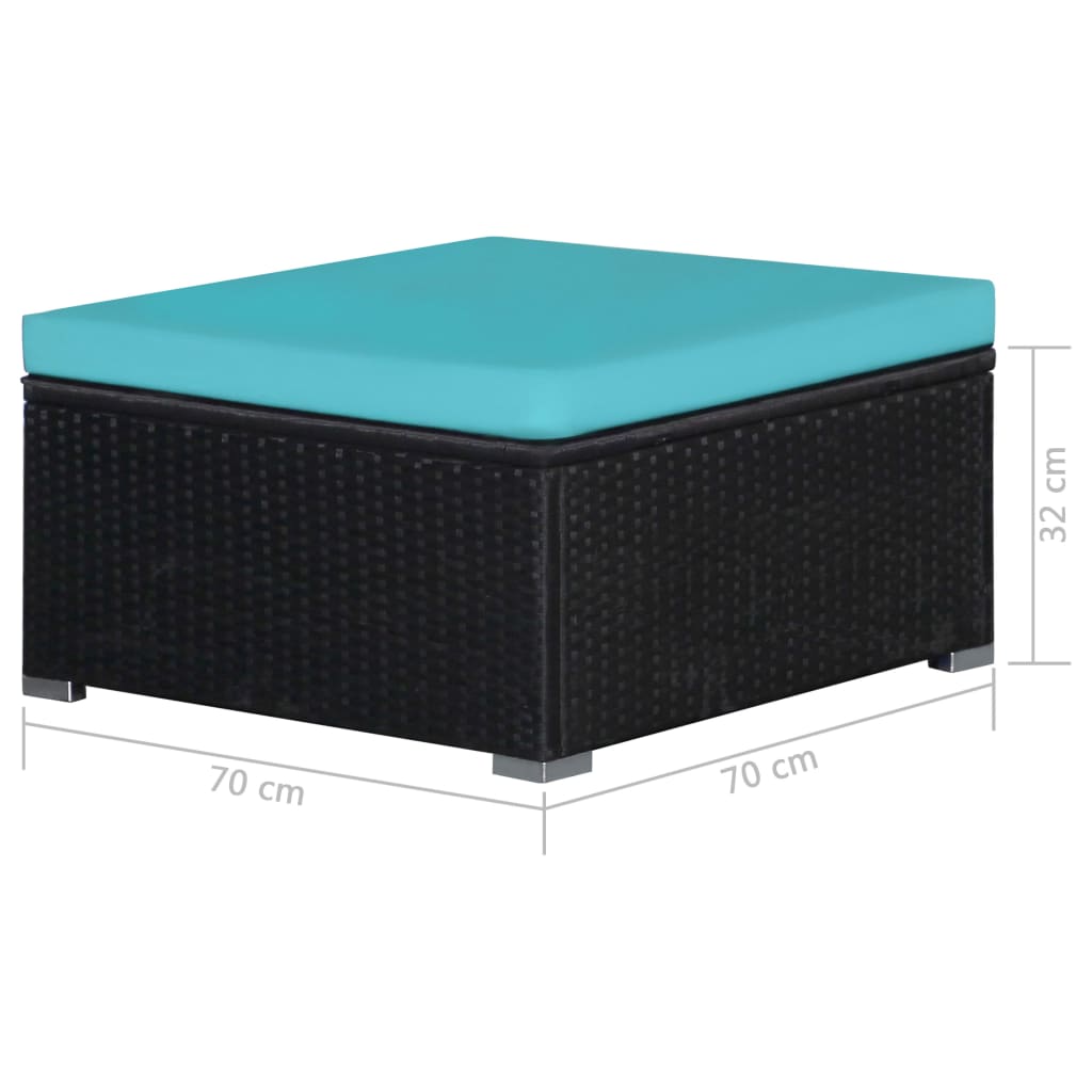 9-delige Loungeset met kussens poly rattan blauw