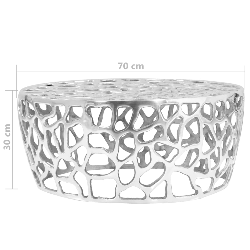 Salontafel 70x30 cm gegoten aluminium zilverkleurig is nu te koop bij PeponiXL, paradijselijk wonen!